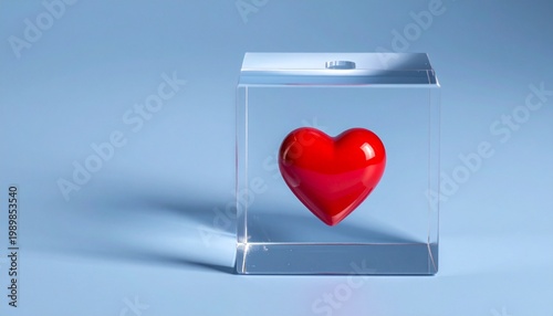 Red heart cube minimal love containment symbolism