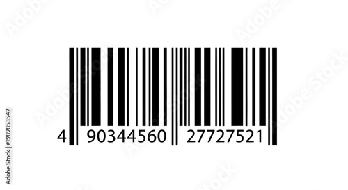 A close-up view of a barcode with numbers on a white background