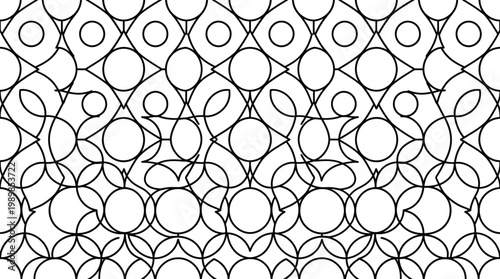  features an intricate pattern of interconnected circles and shapes in a graphic design.