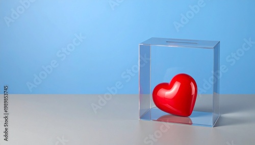 Red heart cube minimal love containment symbolism