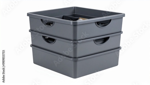 Gray storage drawers organized household office supplies