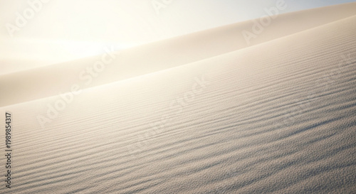 A serene desert landscape with sand dunes under a bright sunny sky