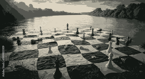 Chess Game in Nature, Strategic Thinking, Outdoor Recreation