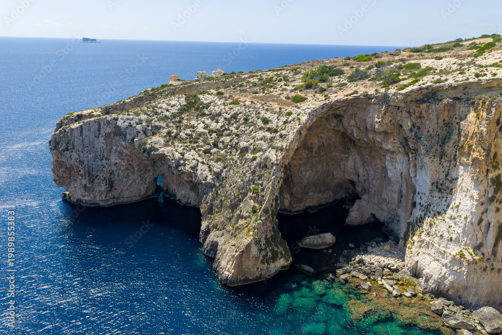 Obraz premium Blue Grotto sea caves and limestone cliffs - Qrendi, Malta