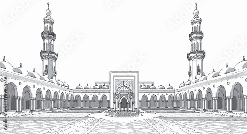 Grand Mosque Courtyard Architecture Islamic Religious Building