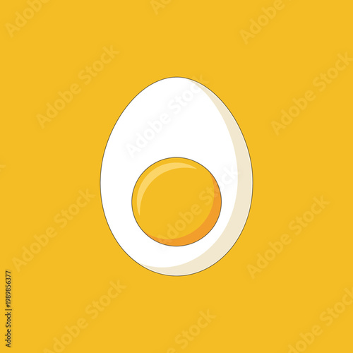 Simple illustration of hard boiled egg with yolk visible