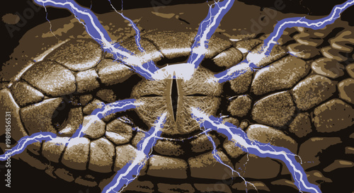 Stone Serpent with Electrical Energy - Mythical Creature Concept