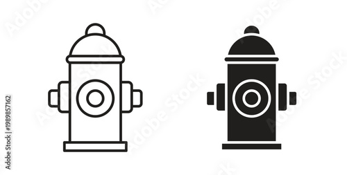 Obraz na płótnie Fire hydrant icon line style collection. Simple black solid icons
