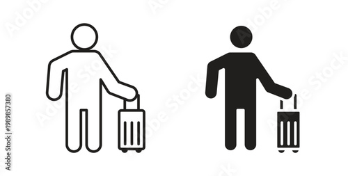 Guest icon line style collection. Simple black solid icons