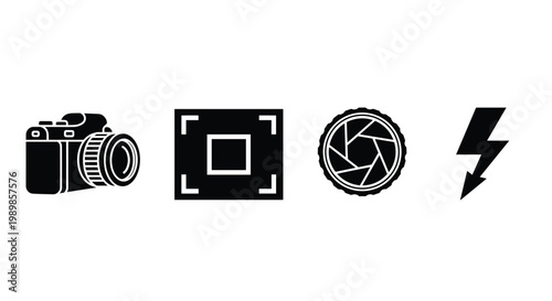 Camera and photography icons set.