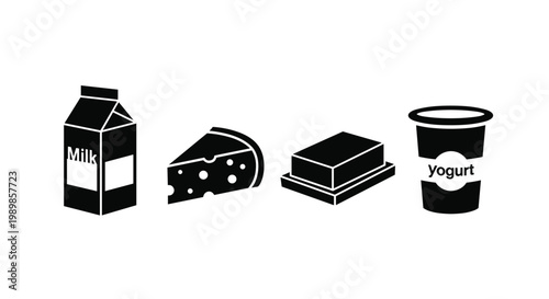 Dairy products icons set illustration.