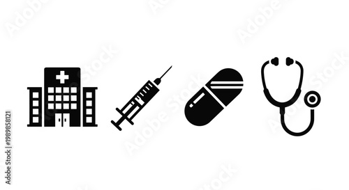 Medical healthcare symbols and icons set.
