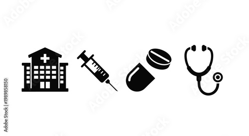 Medical healthcare symbols and icons set.