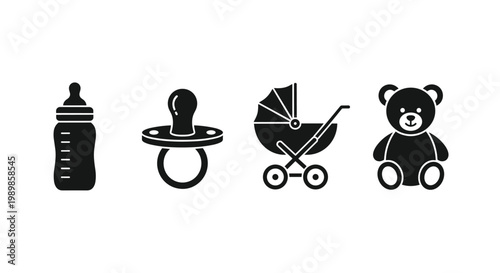 Baby bottle pacifier stroller teddy.