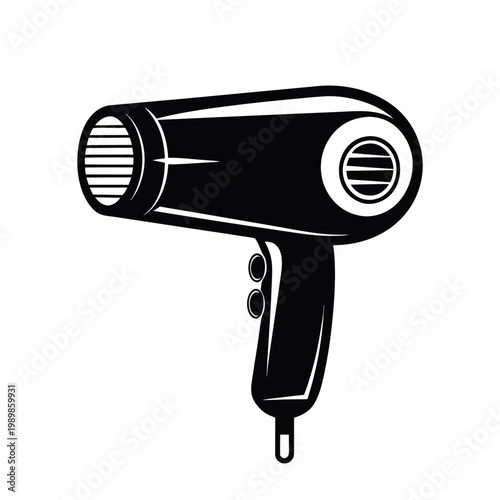 Retro Electric Hair Dryer Vintage Silhouette Illustration