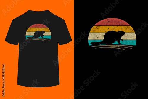 Beaver Retro Vintage Castor Rodent Animal Beaver Lover T-Shirt

