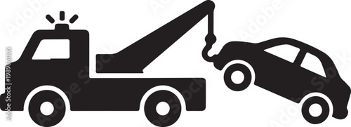 Tow Truck Service Icon Vehicle Recovery Transport Symbol Clean Outline Vector Design