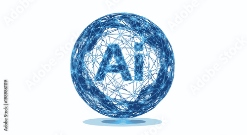 Artificial Intelligence Network Globe - Digital Technology Concept
