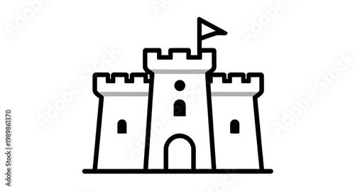 castle icon, medieval castle, line art castle, fortress icon, historic building, tower castle, kingdom symbol, castle outline, architecture icon, black white castle, defense structure, royal castle, o