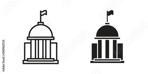 Government building icon in line design. editable stroke icon vector. EPS10