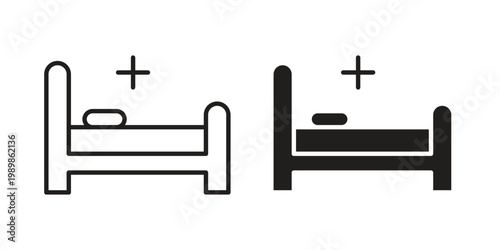 Hospital bed icon in line design. editable stroke icon vector. EPS10