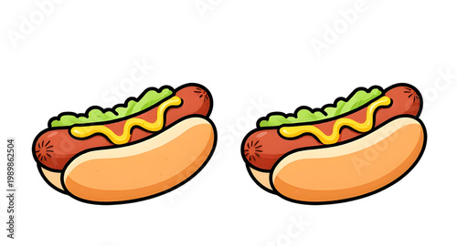 hotdog, sausage, bun, food, snack, fastfood, grilled, ketchup, mustard, sandwich, meal, streetfood, tasty, lunch, dinner, illustration, simple
