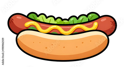 hotdog, sausage, bun, food, snack, fastfood, grilled, ketchup, mustard, sandwich, meal, streetfood, tasty, lunch, dinner, illustration, simple