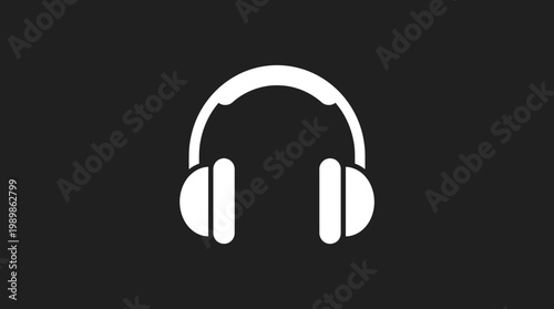 illustration of white headphones on black background