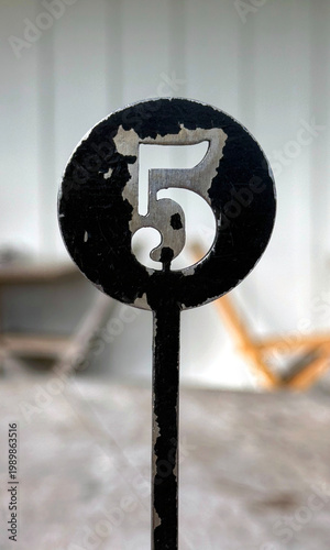 Number 5 cut-out metal sign 