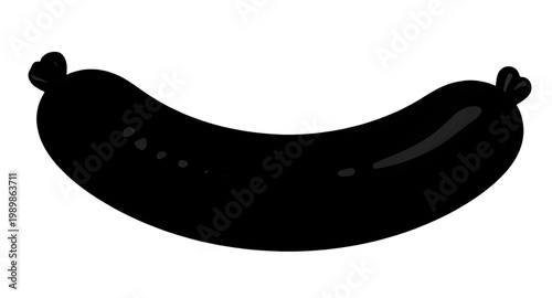 sausage, silhouette, black, food, meat, snack, icon, shape, grilled, cooked, deli, protein, butcher, simple, design, element, simple