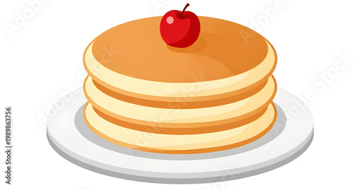 pancakes, stack, plate, breakfast, food, syrup, butter, sweet, dessert, meal, tasty, homemade, brunch, flat, vector, illustration, simple