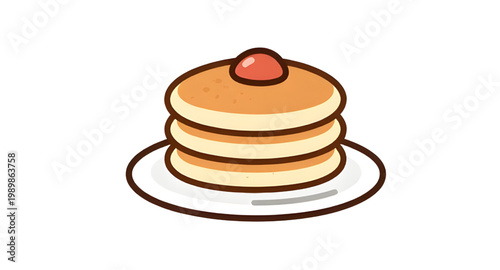 pancakes, stack, plate, breakfast, food, syrup, butter, sweet, dessert, meal, tasty, homemade, brunch, flat, vector, illustration, simple