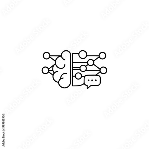 Neural Network Communication and Chatbot Line Icon