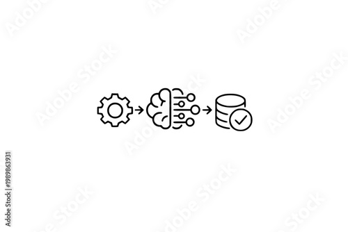 AI Automation and Data Processing Line Icons Set