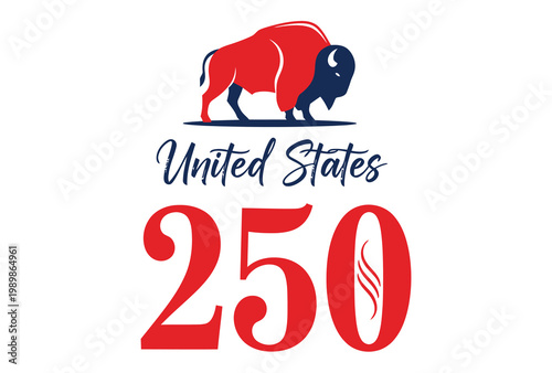 United states bicentennial celebration logo with bison and number 250
