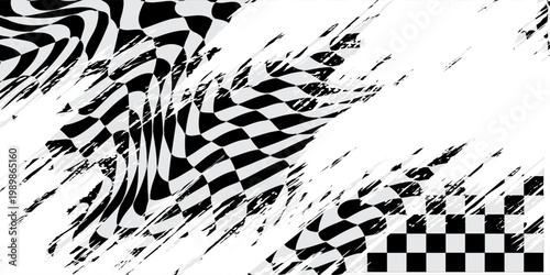 Checkered flag wave on white background design for sport race championship vector illustration.