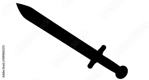 sword, silhouette, black, weapon, blade, icon, medieval, knight, steel, sharp, combat, war, defense, symbol, design, element, collection