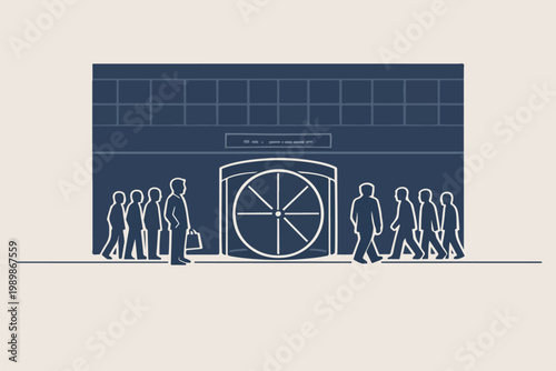 Customer Churn Analysis Concept with Revolving Door Showing Equal Inflow and Outflow of Clients Representing Retention Loss in Business Illustration