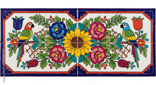 flowers and birds   Floor Tile Picture.