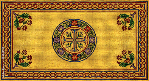 edge flower design and centre pattern symbol design House Floor Tile