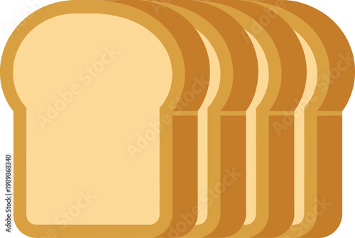 Slices of Wheat Bread with Golden Crust in Flat Design Style