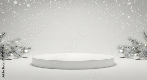 Winter Wonderland Christmas Display with White Pedestal