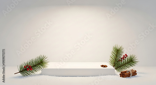 Winter Wonderland Holiday Display with Pine Branches and Cinnamon
