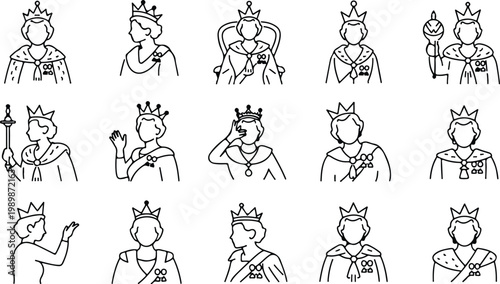 British Queen Silhouette Icon Collection Set