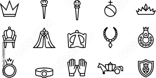 British Queen Silhouette Icon Collection Set