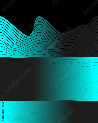 Abstract Fluid Wave Pattern with Cyan and Black Gradient Transition