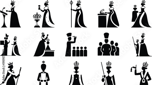 British Queen Silhouette Icon Collection Set