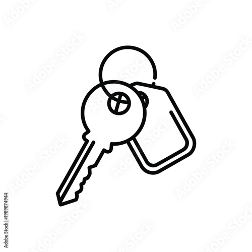 Simple line drawing of keys access security and personal belongings