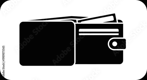 An open black wallet with cash and cards inside on a white background illustration.