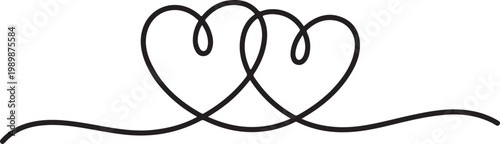 Minimalist continuous line two hearts love relationship romance connection abstract single line drawing modern outline illustration